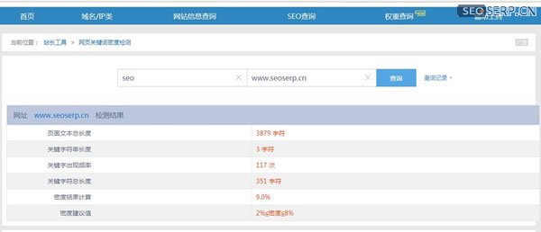 关键词密度查询